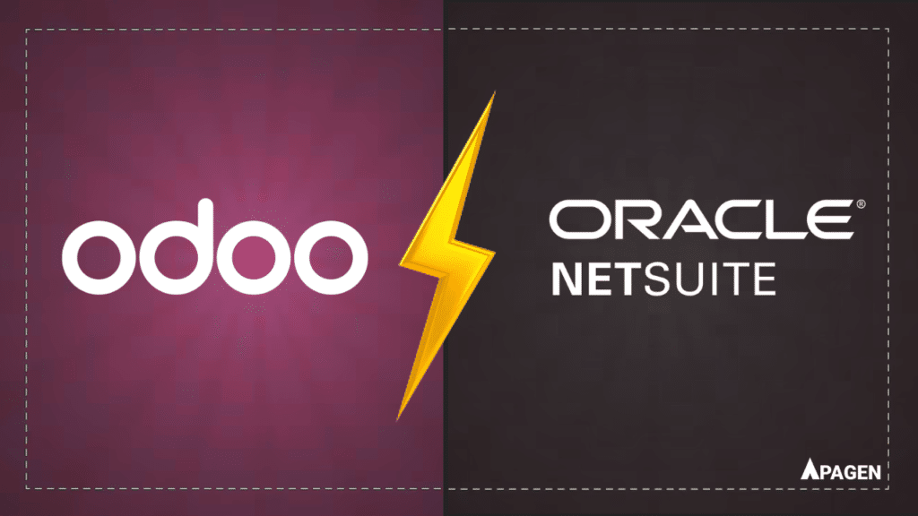 Odoo vs NetSuite ERP comparison for manufacturing companies - logo comparison showing Odoo and Oracle NetSuite side by side